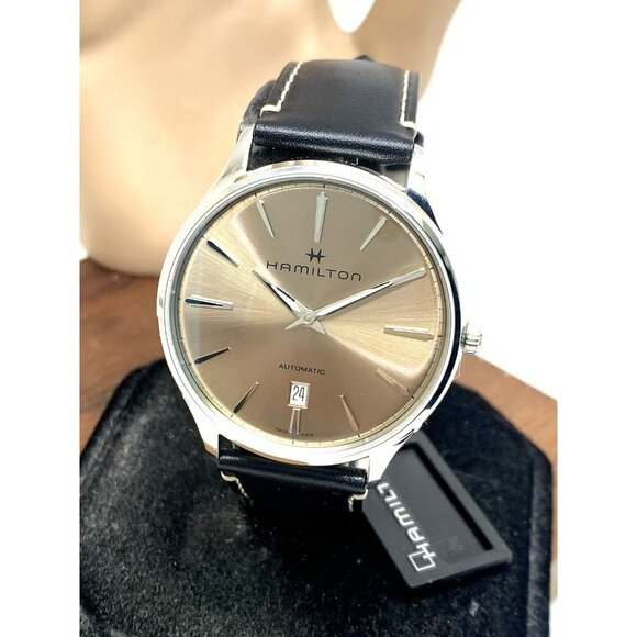 Hamilton Men's Watch H38525721 Swiss Automatic Beige Dial Leather Band 40mm - Picture 1 of 15